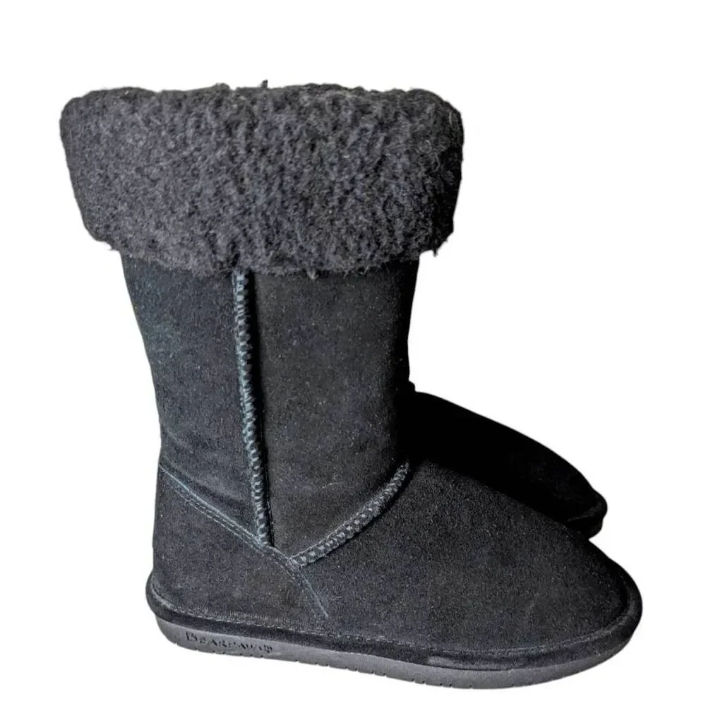 BEARPAW Marissa Black Suede Winter Boot Size 8